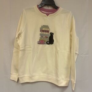 NEW Womens cat stacking books sweater size: S